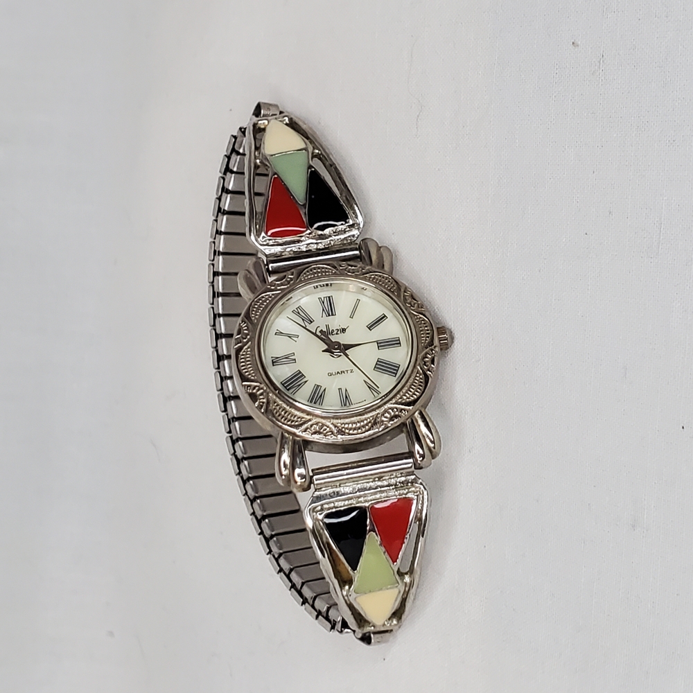 Silver Boho Women's Watch with Multicolor Accents
